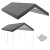 Outsunny 10 x 20 ft Carport Replacement Canopy Cover, UV Resistant Garage Car Cover with Ball Bungee Cords, Dark Grey, (Only Cover)