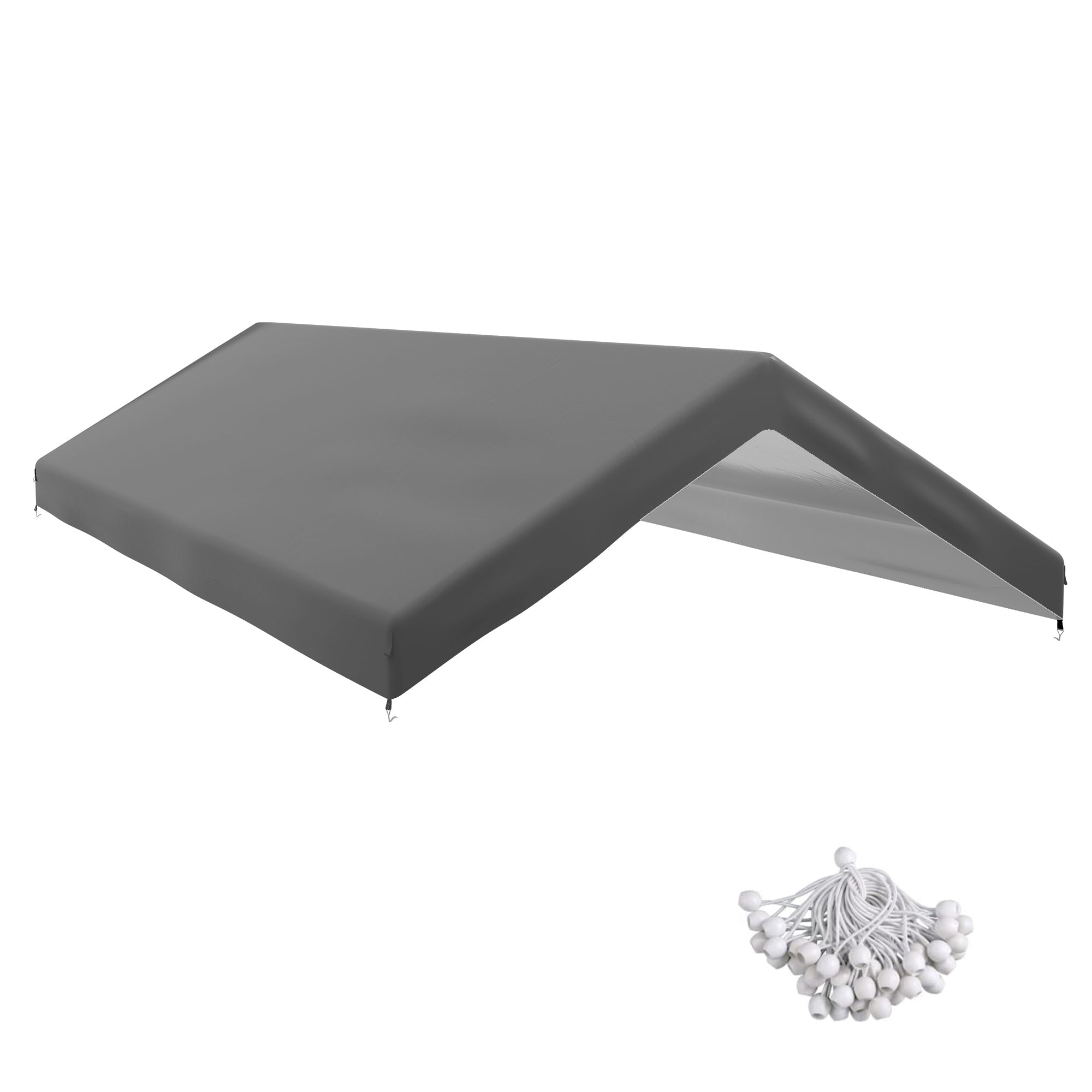 Outsunny 10 x 20 ft Carport Replacement Canopy Cover, UV Resistant Garage Car Cover with Ball Bungee Cords, Dark Grey, (Only Cover)