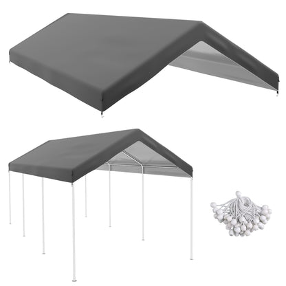 Outsunny 10 x 20 ft Carport Replacement Canopy Cover, UV Resistant Garage Car Cover with Ball Bungee Cords, Dark Grey, (Only Cover)