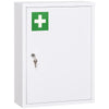 kleankin 16" x 21" Wall Medicine Cabinet with Lock, 3 Tier Steel Locking Wall Cabinet for Bathroom, Kitchen with 2 Keys, White