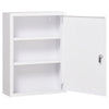 kleankin 16" x 21" Wall Medicine Cabinet with Lock, 3 Tier Steel Locking Wall Cabinet for Bathroom, Kitchen with 2 Keys, White
