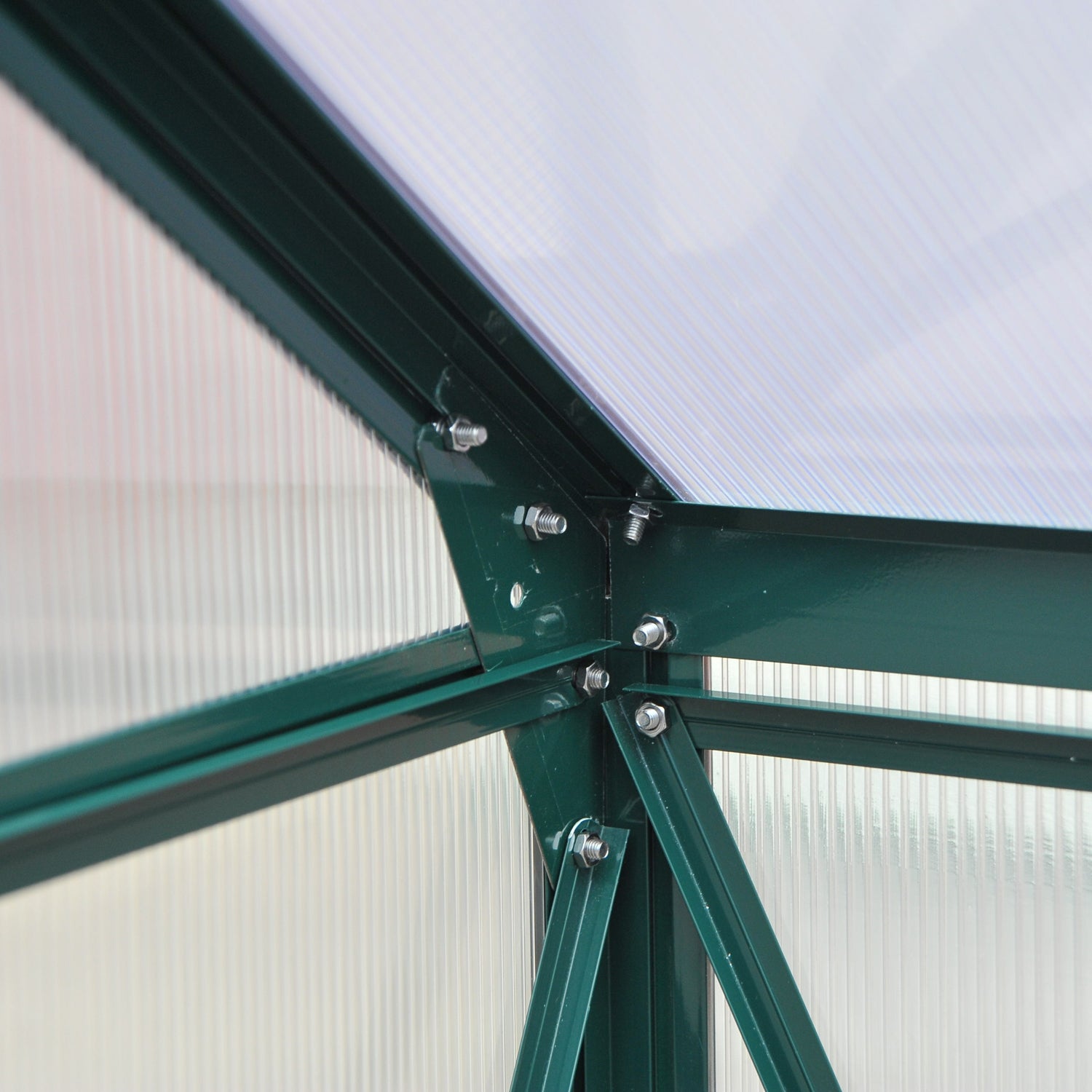 Outsunny 6' x 6' x 6.6' Polycarbonate Greenhouse, Walk-In Green House Kit Garden, Plants Grow, Galvanized Sheet Aluminum Frame with Rain Gutter, Vent and Sliding Door, Green