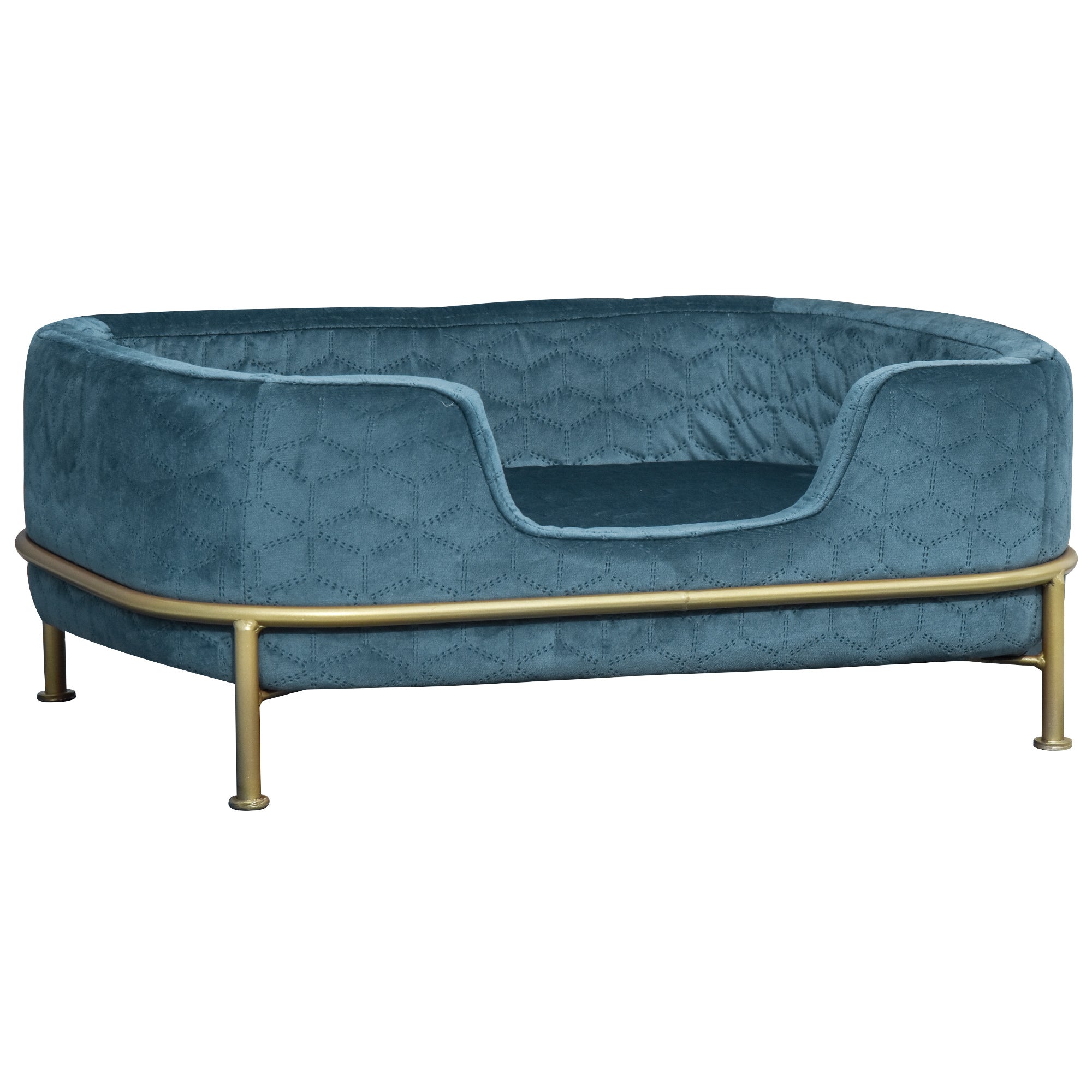 PawHut Dog Sofa with Soft Cushion, Pet Chair Couch Cat Bed Lounge with Washable Cover Metal Frame for Small Sized Dogs - Blue