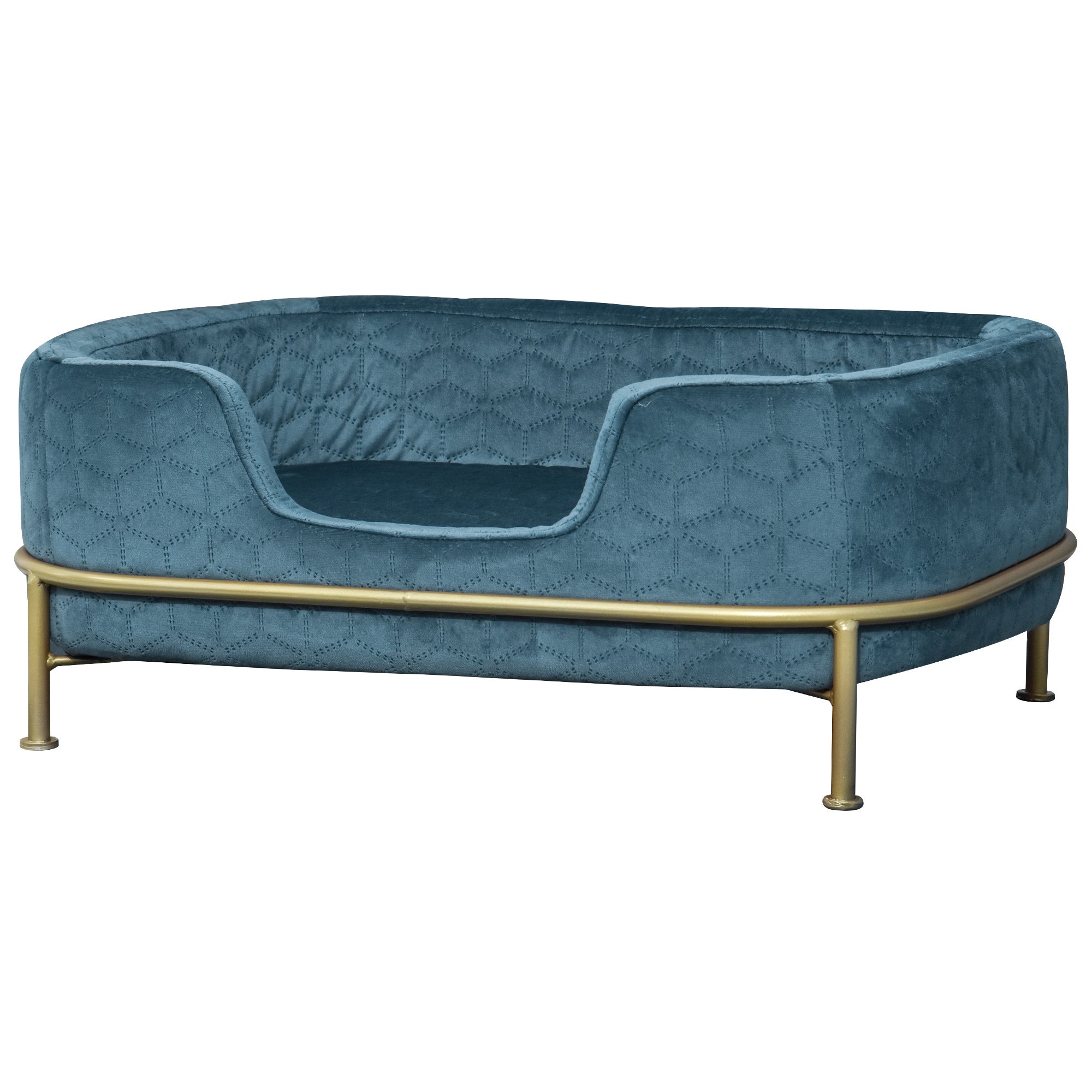 PawHut Dog Sofa with Soft Cushion, Pet Chair Couch Cat Bed Lounge with Washable Cover Metal Frame for Small Sized Dogs - Blue