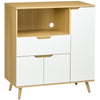 HOMCOM Microwave Cabinet, Modern Kitchen Cupboard with Drawer, Storage Cabinets and Cable Hole, Buffet Sideboard, White