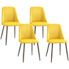 HOMCOM Dining Chairs Set of 4, Modern Kitchen Chairs with Velvet-touch Upholstery, Curved Back and Wood-grain Steel Legs, Accent Chairs for Living Room, Bedroom, Yellow