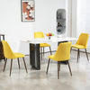 HOMCOM Dining Chairs Set of 4, Modern Kitchen Chairs with Velvet-touch Upholstery, Curved Back and Wood-grain Steel Legs, Accent Chairs for Living Room, Bedroom, Yellow