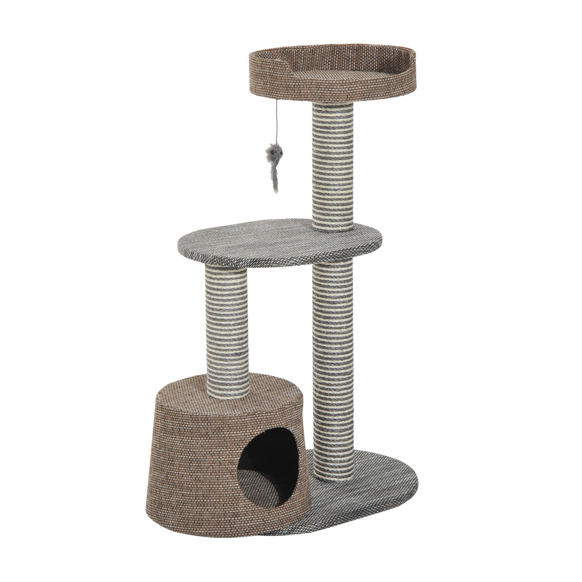 PawHut Scratching Cat Tree Post Climbing Kitten Pets Kitty Furniture with Toy, Brown