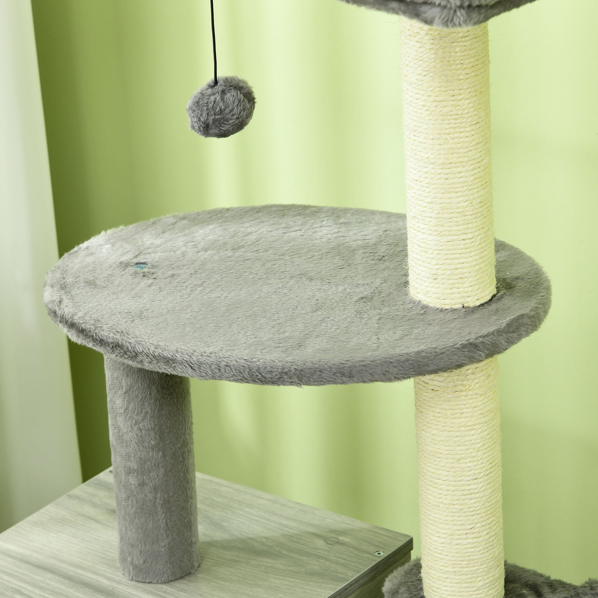 PawHut 2 in 1 Cat Tree with Litter Box Enclosure, Cat Litter Box Furniture with Cat House, Cat Bed, Posts, Platforms, for Indoor Cats - Grey