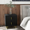 HOMCOM Nightstand, Bedside Table with 2 Drawers, Side End Table with Metal Legs for Bedroom, Black