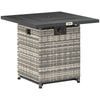 Outsunny 28 Inch Outdoor Propane Fire Pit Table, 40,000 BTU Rattan Gas Fire Pit Table with Rain Cover, Mesh Lid and Lava Stone, Square Propane Fire Table for Garden, Mixed Grey