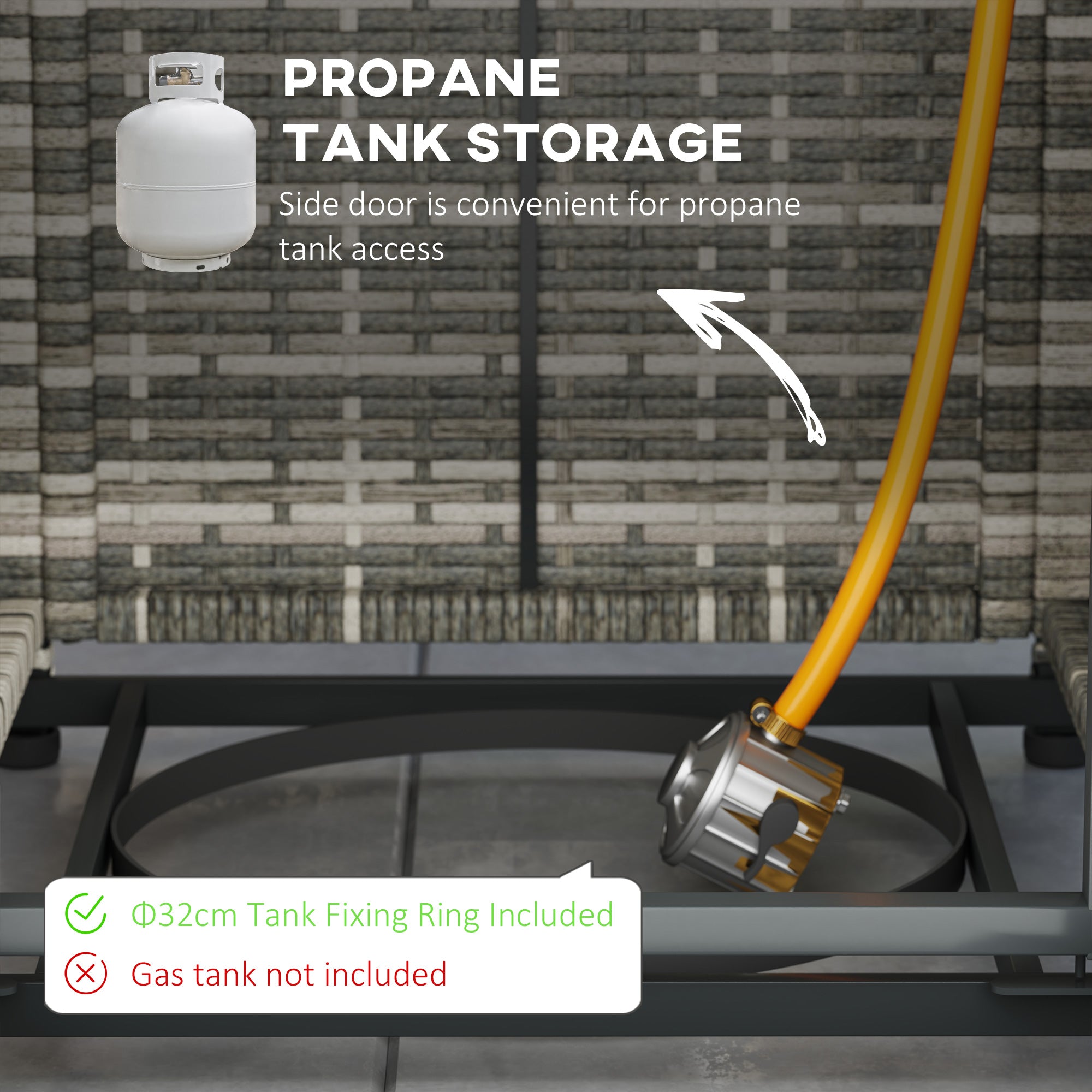 Outsunny 28 Inch Outdoor Propane Fire Pit Table, 40,000 BTU Rattan Gas Fire Pit Table with Rain Cover, Mesh Lid and Lava Stone, Square Propane Fire Table for Garden, Mixed Grey
