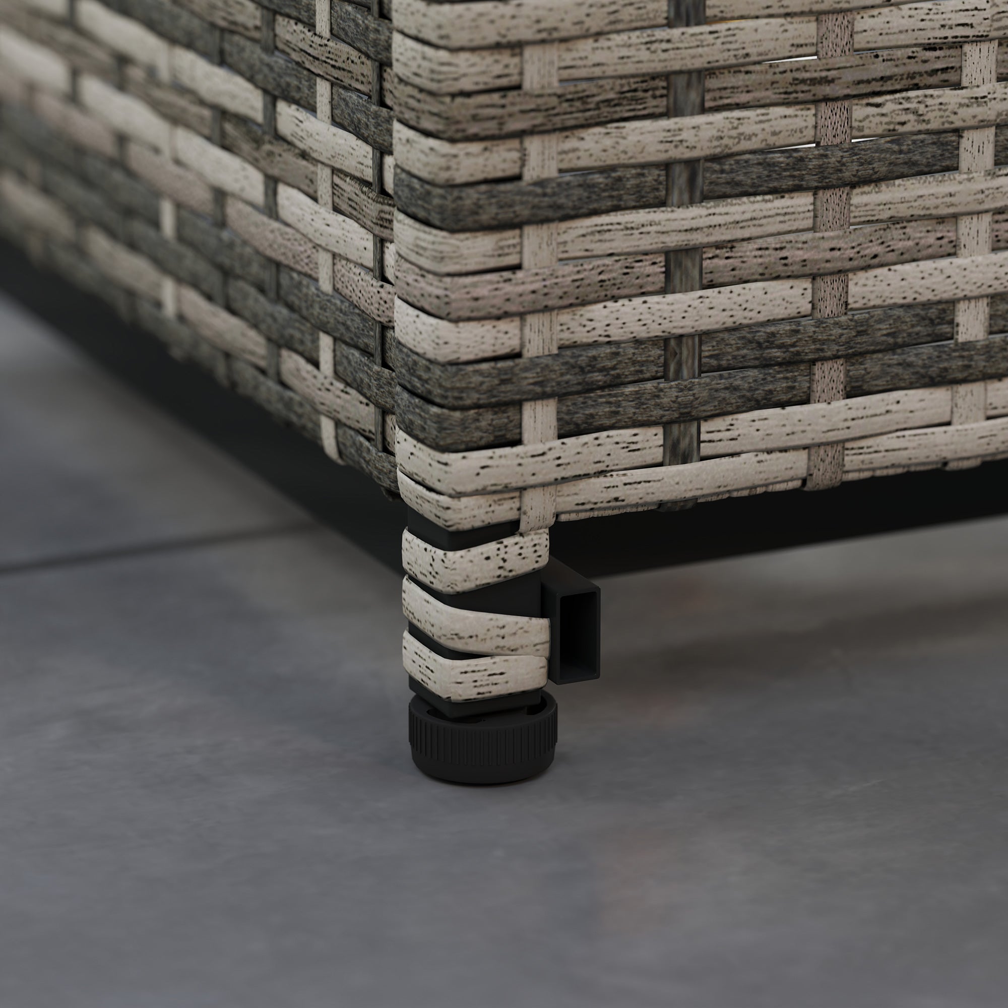 Outsunny 28 Inch Outdoor Propane Fire Pit Table, 40,000 BTU Rattan Gas Fire Pit Table with Rain Cover, Mesh Lid and Lava Stone, Square Propane Fire Table for Garden, Mixed Grey