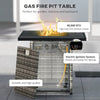 Outsunny 28 Inch Outdoor Propane Fire Pit Table, 40,000 BTU Rattan Gas Fire Pit Table with Rain Cover, Mesh Lid and Lava Stone, Square Propane Fire Table for Garden, Mixed Grey