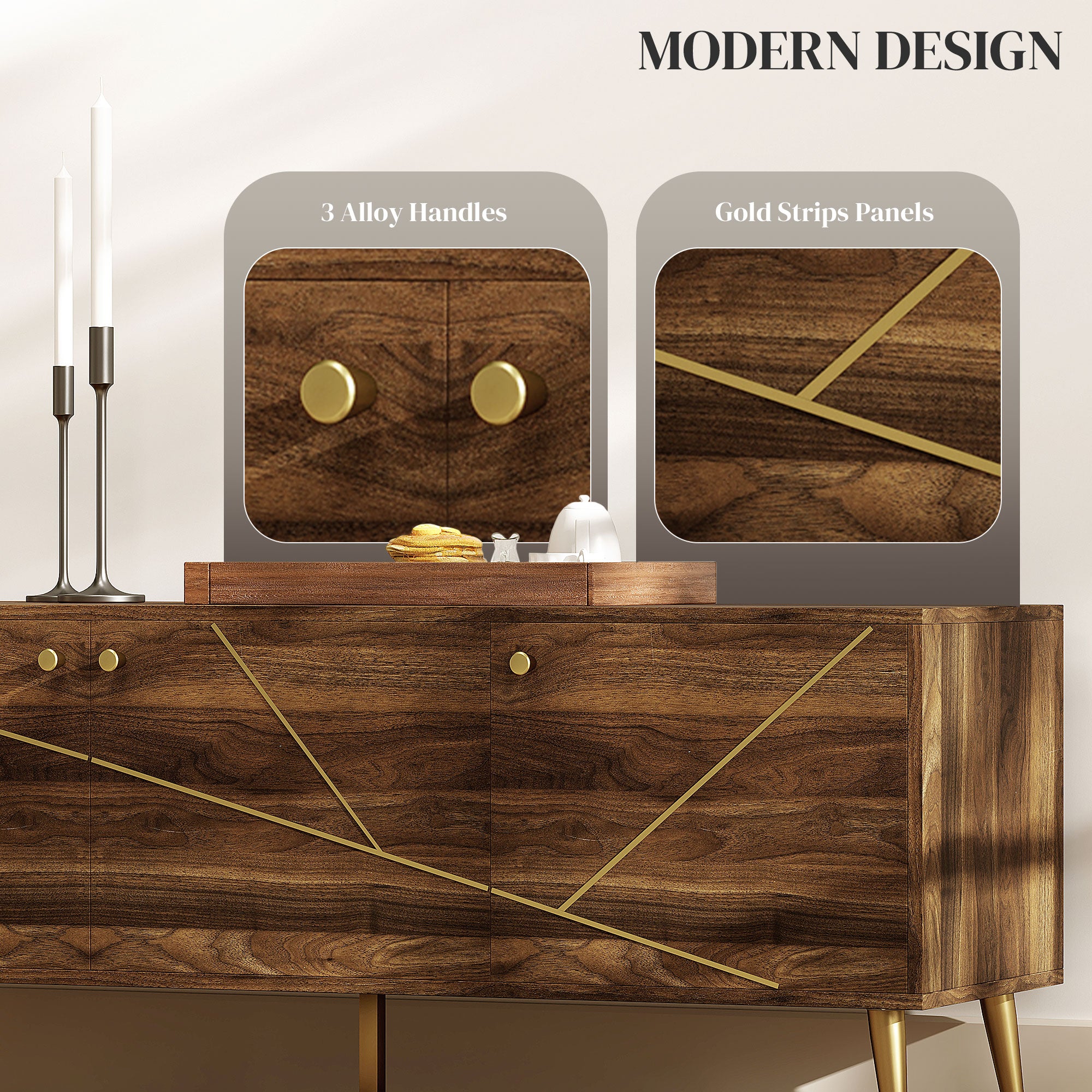 HOMCOM TV Stand for up to 60 Inch TV, Modern Entertainment Center with 3 Doors, TV Console Table with 2 Cable Holes and 2 Adjustable Shelves for Living Room, Rustic Brown