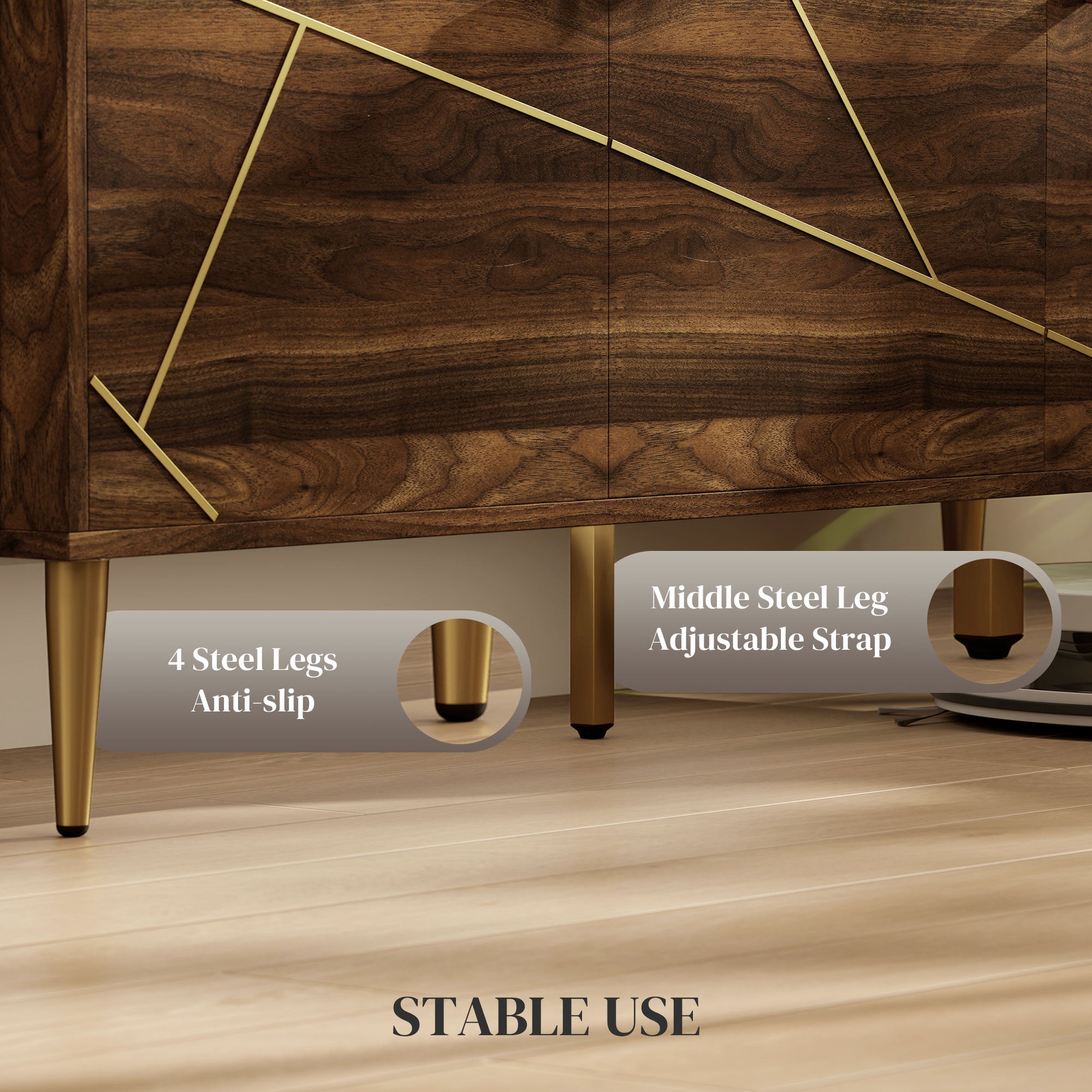 HOMCOM TV Stand for up to 60 Inch TV, Modern Entertainment Center with 3 Doors, TV Console Table with 2 Cable Holes and 2 Adjustable Shelves for Living Room, Rustic Brown