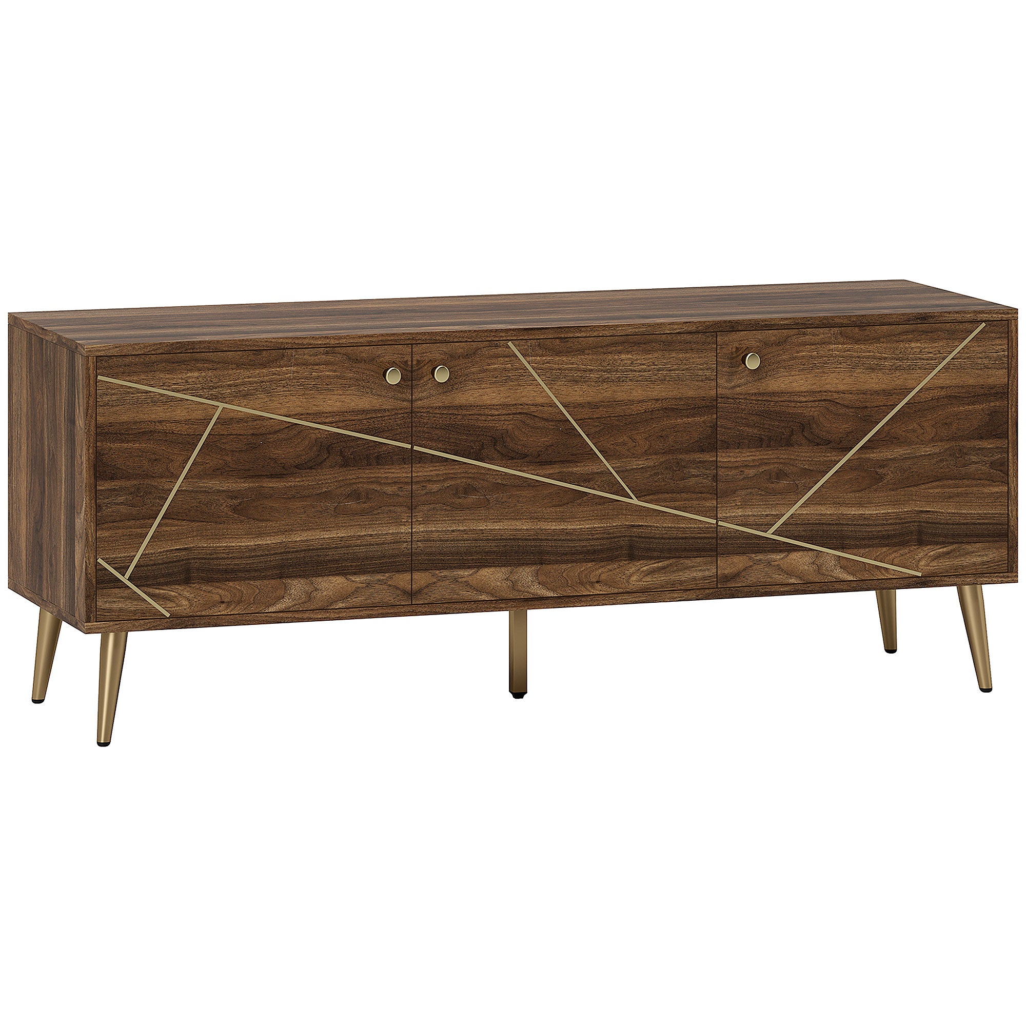 HOMCOM TV Stand for up to 60 Inch TV, Modern Entertainment Center with 3 Doors, TV Console Table with 2 Cable Holes and 2 Adjustable Shelves for Living Room, Rustic Brown