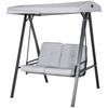 Outsunny 2 Seater Covered Outdoor Swing Chair Porch Swing Bench Lounger Hammock with Removable Cushion Tilt Canopy, Grey