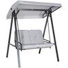 Outsunny 2 Seater Covered Outdoor Swing Chair Porch Swing Bench Lounger Hammock with Removable Cushion Tilt Canopy, Grey