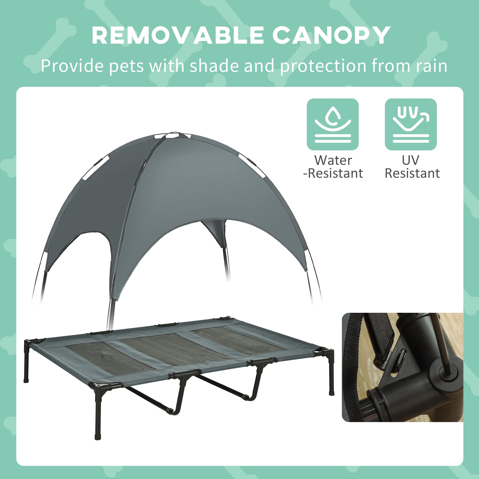 PawHut Elevated Dog Bed with Canopy, Portable Raised Dog Cot for XL Sized Dogs, Indoor & Outdoor, 48