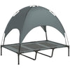 PawHut Elevated Dog Bed with Canopy, Portable Raised Dog Cot for XL Sized Dogs, Indoor & Outdoor, 48" x 36" x 43", Grey