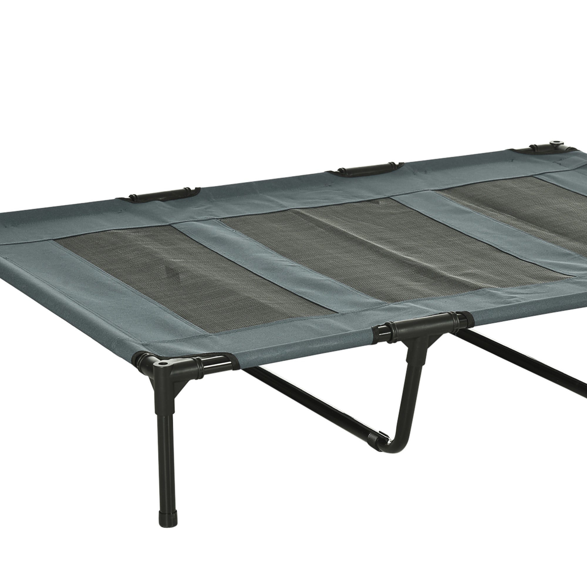 PawHut Raised Dog Bed Waterproof Elevated Pet Cot with Breathable Mesh UV Protection Canopy Grey, for XL Dogs, 122 x 92 x 108cm