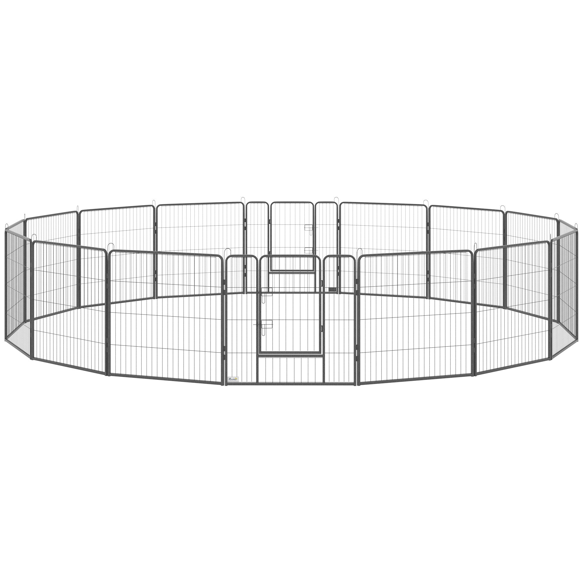 PawHut Dog Playpen, Heavy-duty Metal Puppy Play Pen, Pet Exercise Fences for Outside and Indoor, DIY Design with Door for Multiple Dogs, 16 Panels, 31"H