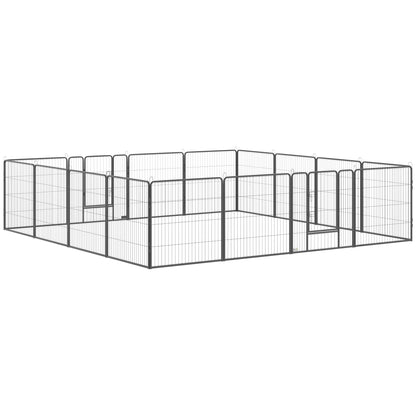 PawHut Dog Playpen, Heavy-duty Metal Puppy Play Pen, Pet Exercise Fences for Outside and Indoor, DIY Design with Door for Multiple Dogs, 16 Panels, 31"H