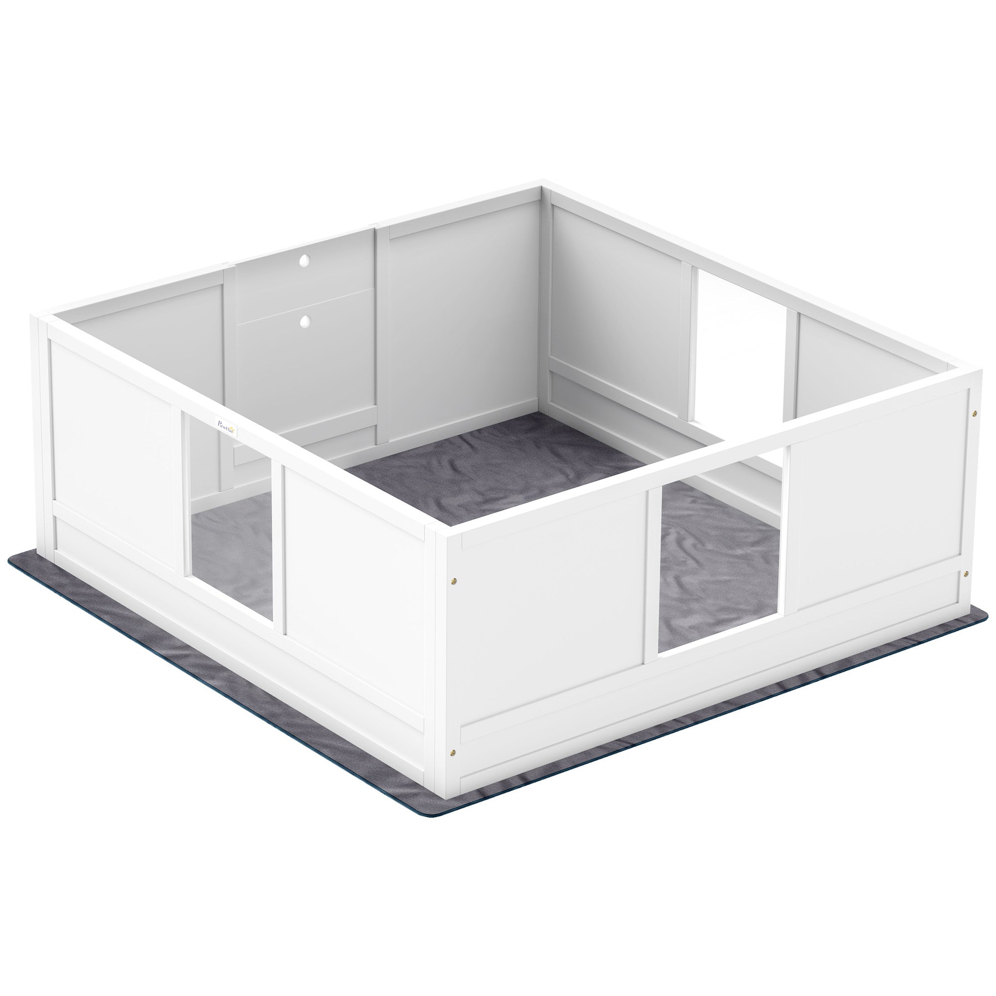 PawHut Whelping Box for Dogs, Dog Whelping Box Dog Playpen Fence Exercise Play Pen with Waterproof Washable Whelping Pad, Adjustable Entrance, Non-Slip Pads, for Large Dogs and Puppies, 124 x 120cm