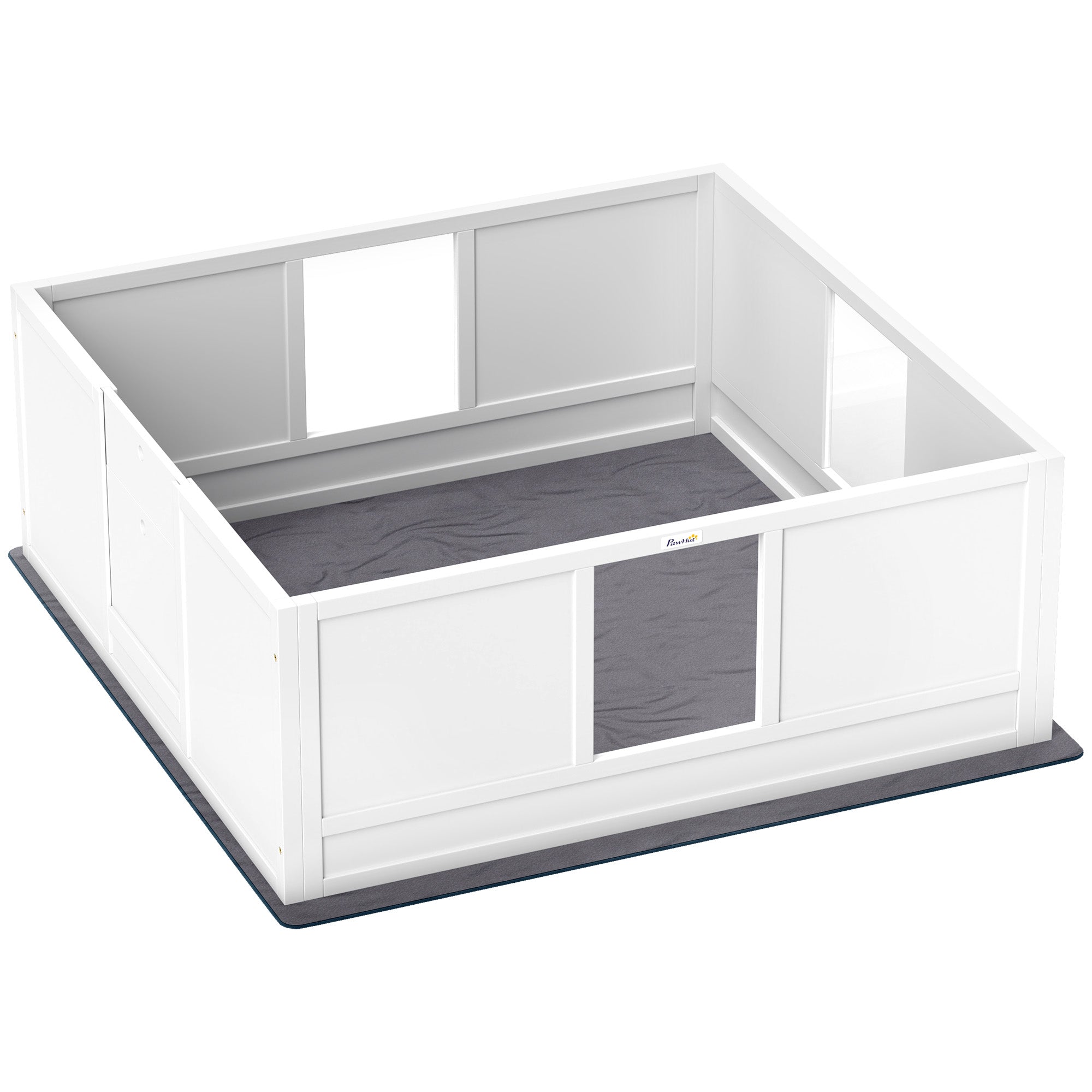 PawHut Whelping Box for Dogs, Dog Whelping Box Dog Playpen Fence Exercise Play Pen with Waterproof Washable Whelping Pad, Adjustable Entrance, Non-Slip Pads, for Large Dogs and Puppies, 124 x 120cm