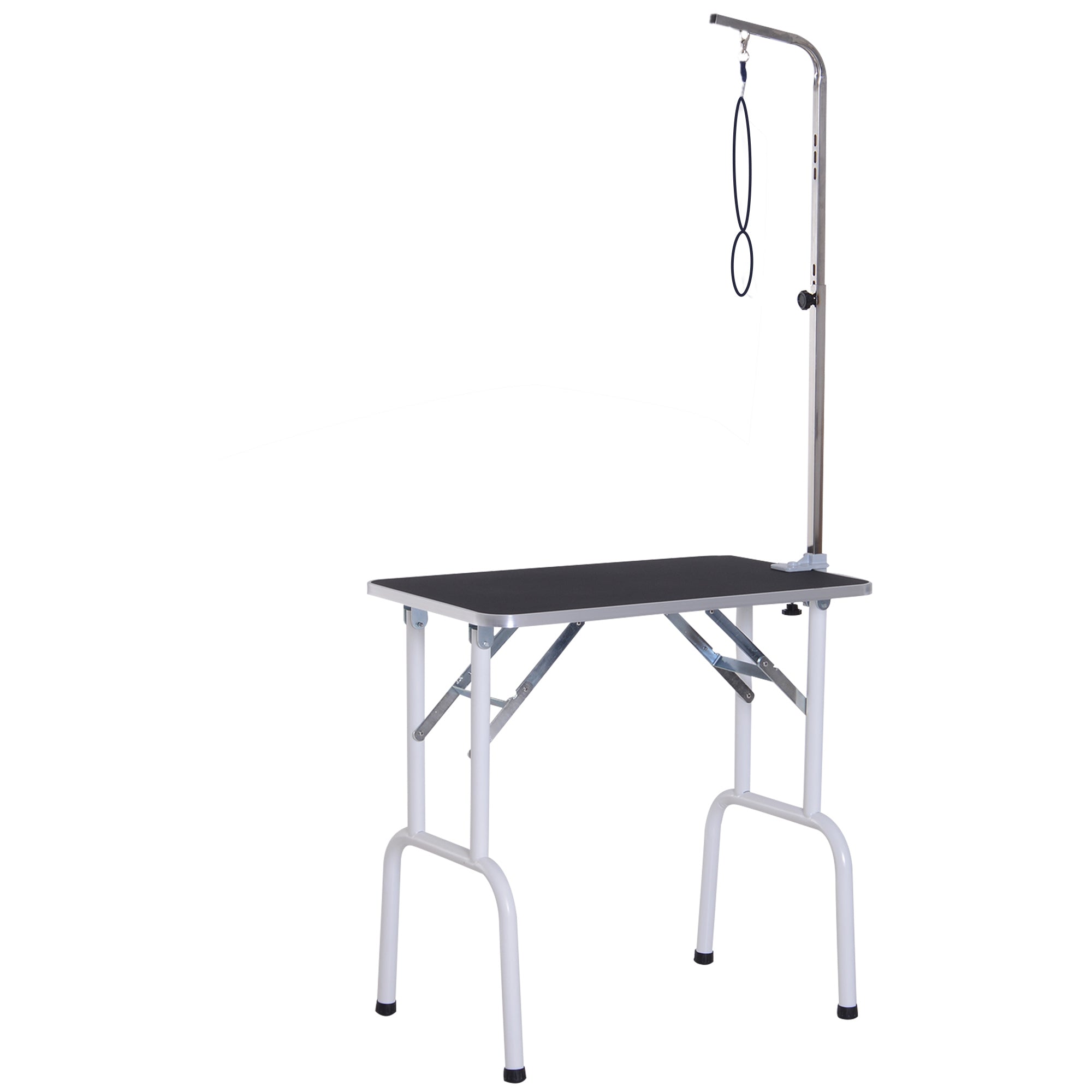 PawHut 32in Foldable Dog Grooming Table for Small Dogs, Pet Grooming Table for Dogs Cats with Adjustable Arm, Non-Slip Surface, Black