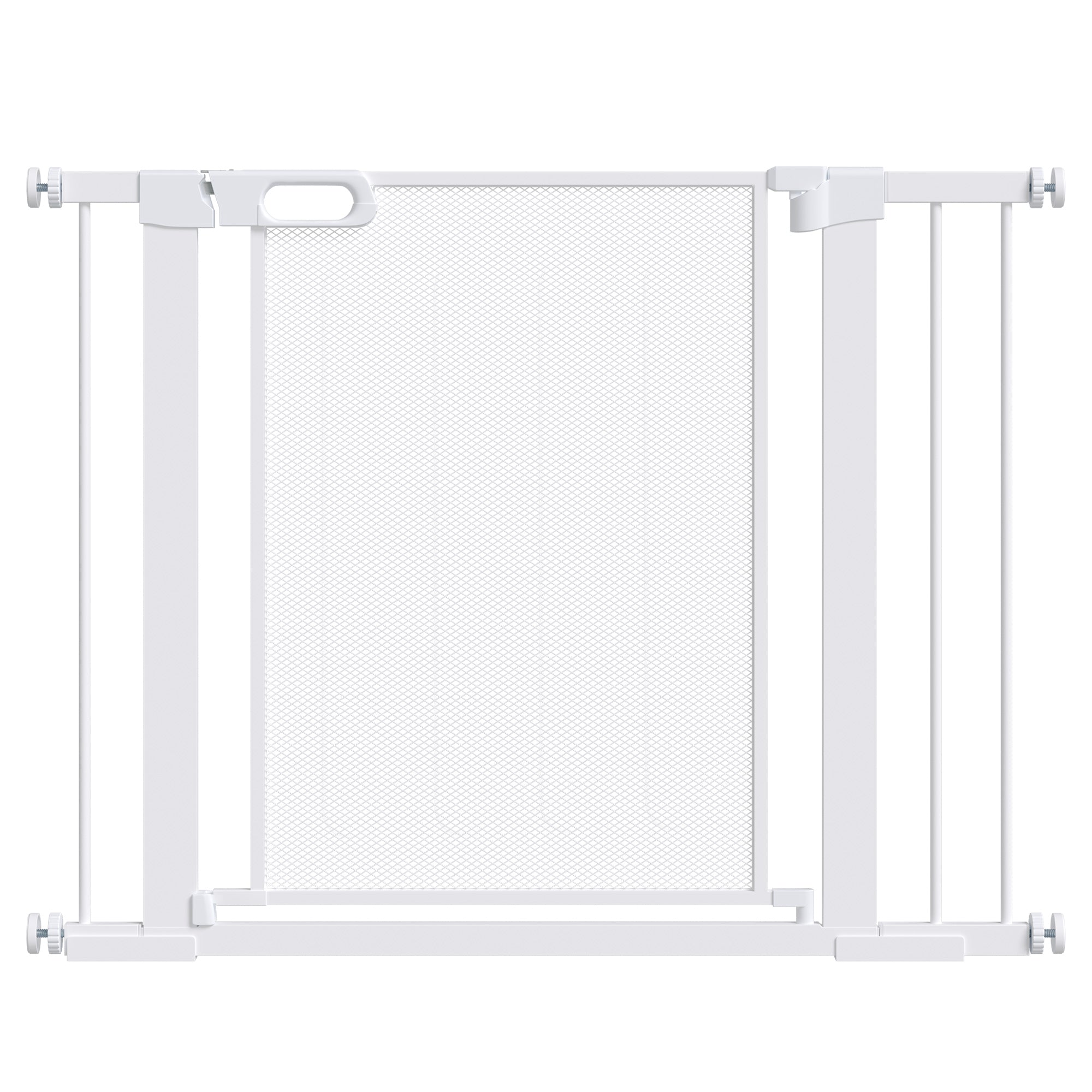 PawHut Pressure Fit Safety Gate for Doorways and Staircases, Dog Gate w/ Auto Closing Door, Pet Barrier for Hallways w/ Double Locking, Openings 75-103CM - White