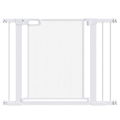 PawHut Pressure Fit Safety Gate for Doorways and Staircases, Dog Gate w/ Auto Closing Door, Pet Barrier for Hallways w/ Double Locking, Openings 75-103CM - White