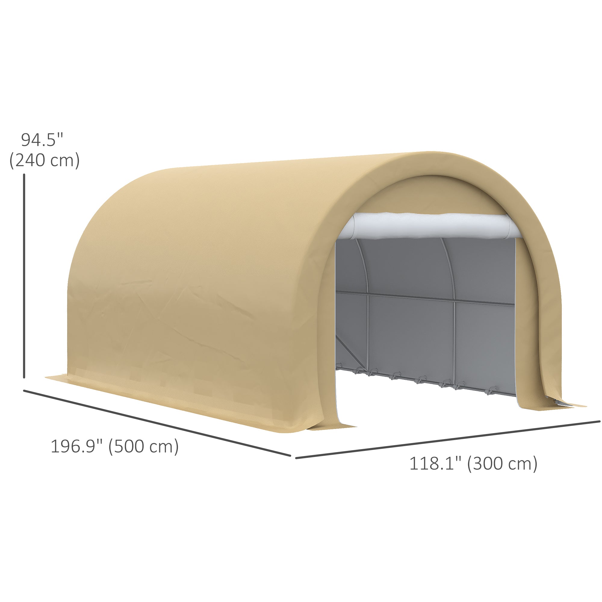 Outsunny 10' x 16' Carport, Heavy Duty Portable Garage / Storage Tent with Large Zippered Door, Anti-UV PE Canopy Cover for Car, Boat, Motorcycle, Bike, Garden Tools, Beige