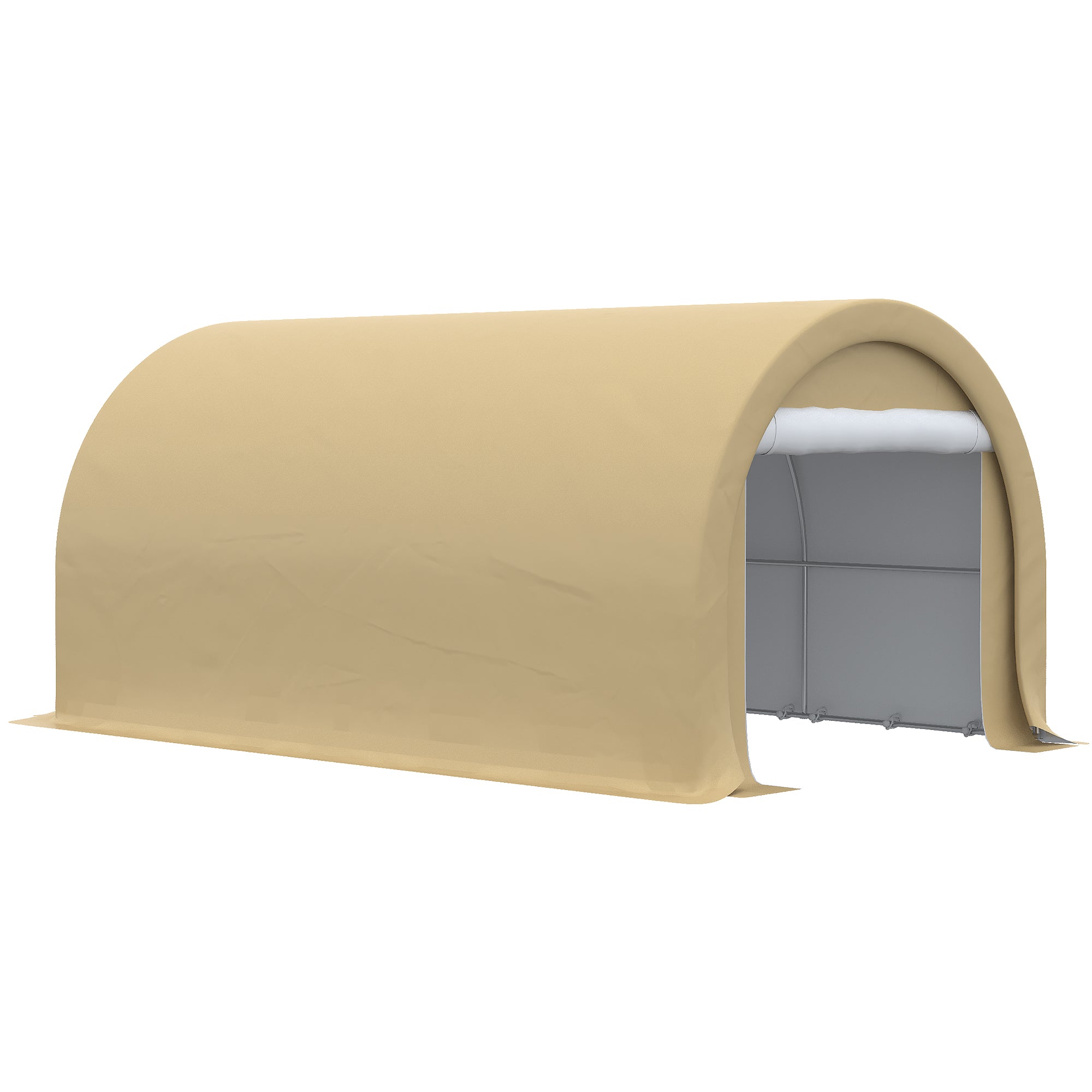 Outsunny 10' x 16' Carport, Heavy Duty Portable Garage / Storage Tent with Large Zippered Door, Anti-UV PE Canopy Cover for Car, Boat, Motorcycle, Bike, Garden Tools, Beige