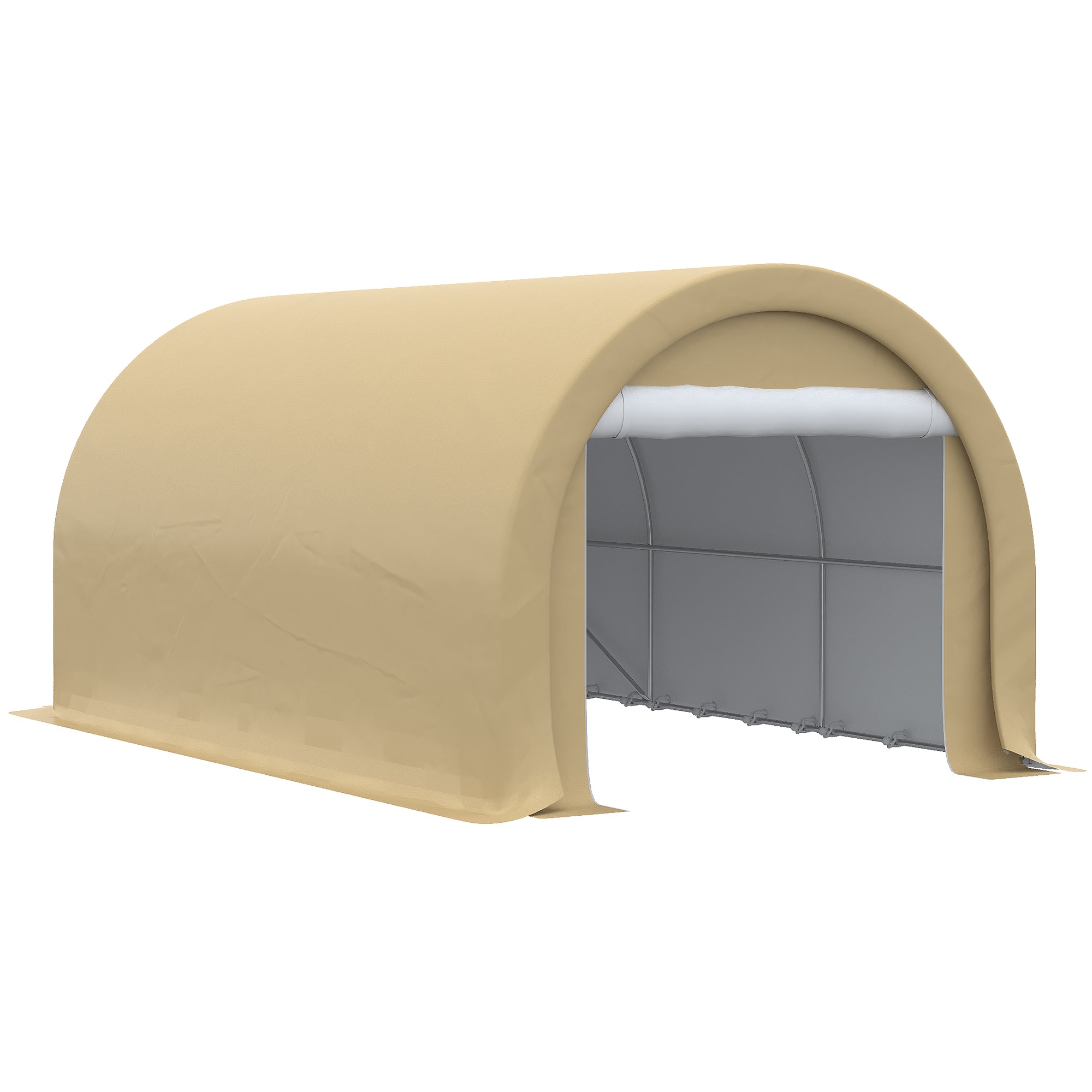 Outsunny 10' x 16' Carport, Heavy Duty Portable Garage / Storage Tent with Large Zippered Door, Anti-UV PE Canopy Cover for Car, Boat, Motorcycle, Bike, Garden Tools, Beige