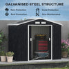 Outsunny 7' x 4' x 6' Garden Storage Shed Outdoor Patio Yard Metal Tool Storage House w/ Steel Foundation Kit and Double Doors, Dark Grey