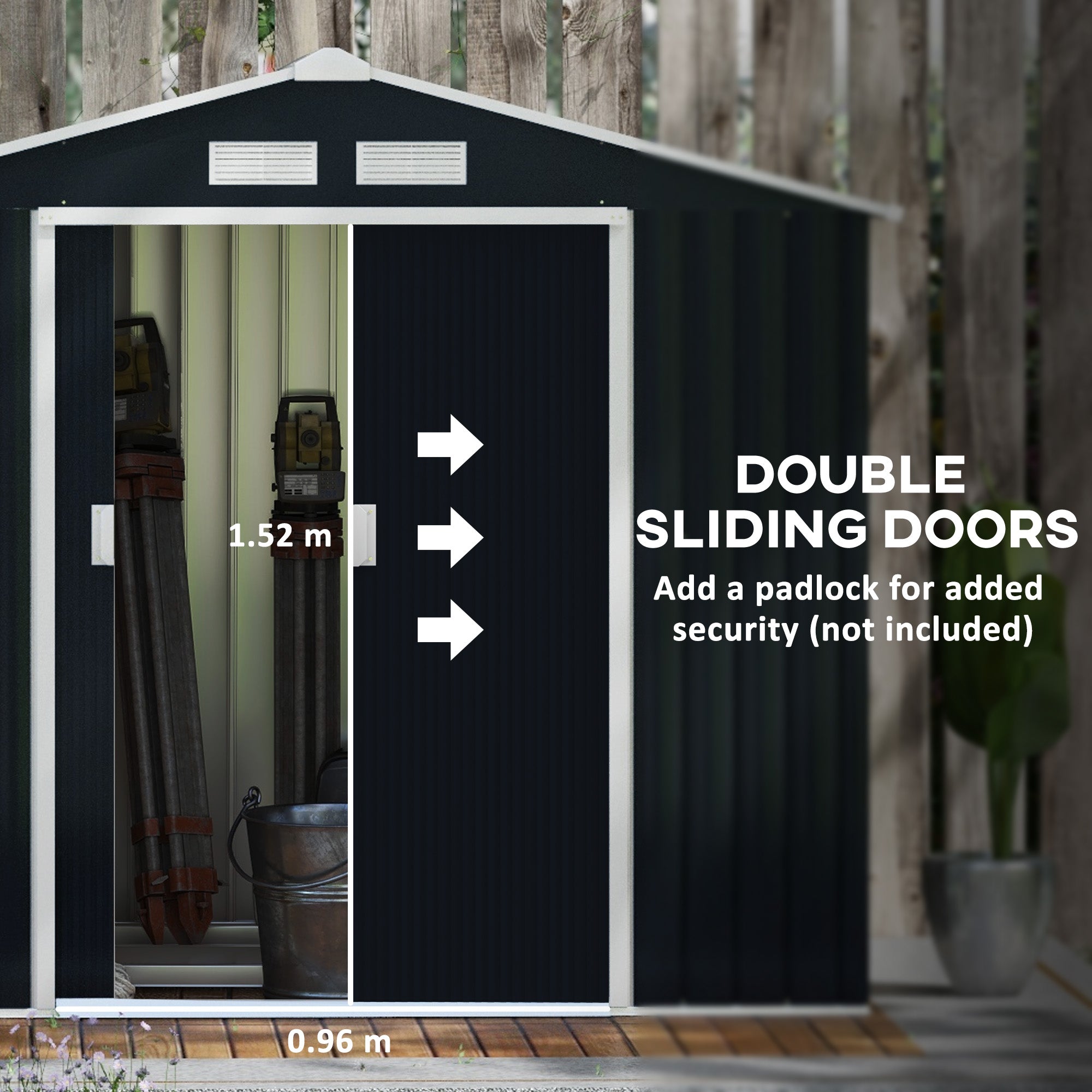 Outsunny 7' x 4' x 6' Garden Storage Shed Outdoor Patio Yard Metal Tool Storage House w/ Steel Foundation Kit and Double Doors, Dark Grey