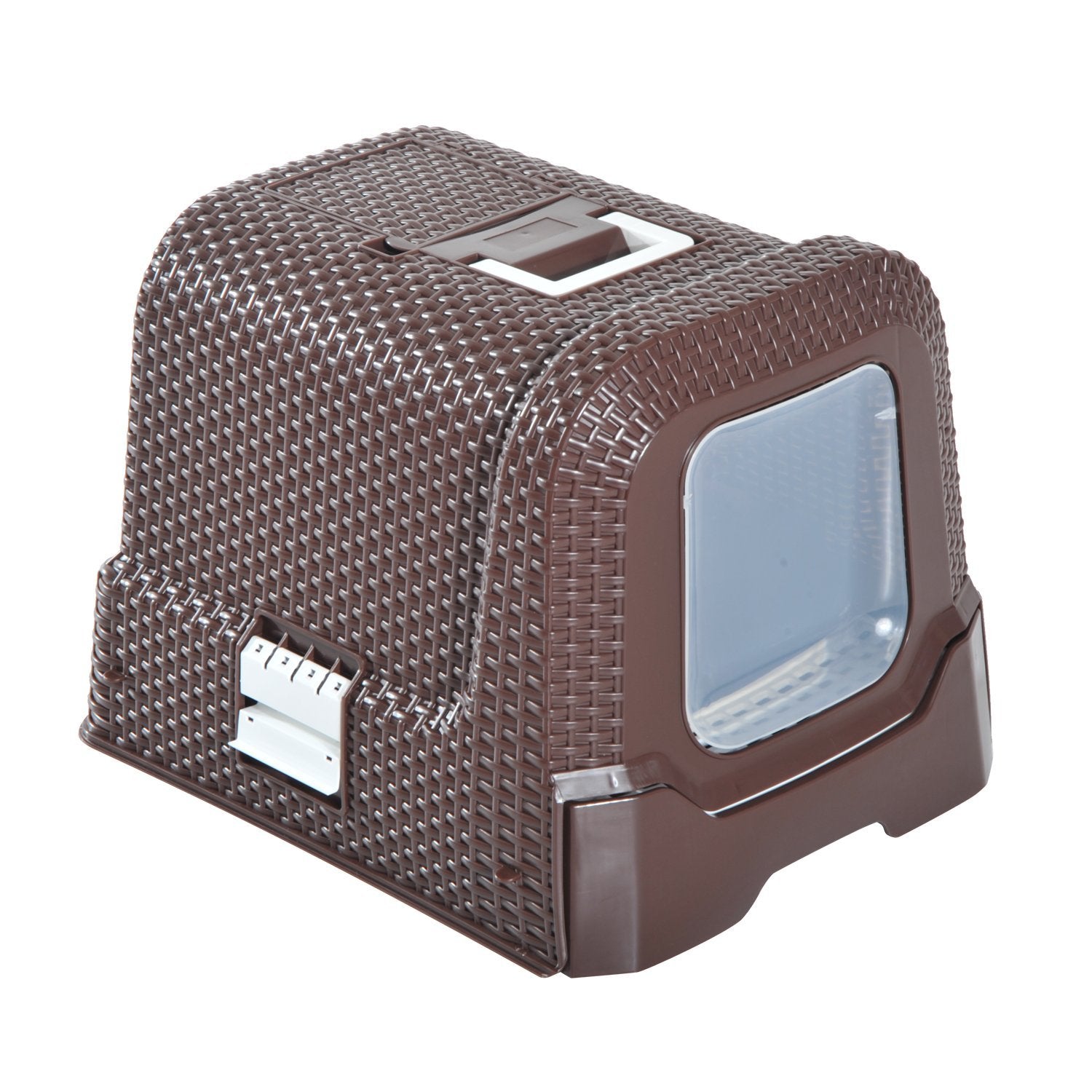 PawHut Cat Litter Tray Kitten Enclosed Box with Hood Scoop Storage Handle Litter Bag Mat, Coffee, 54 x 42 x 41 cm