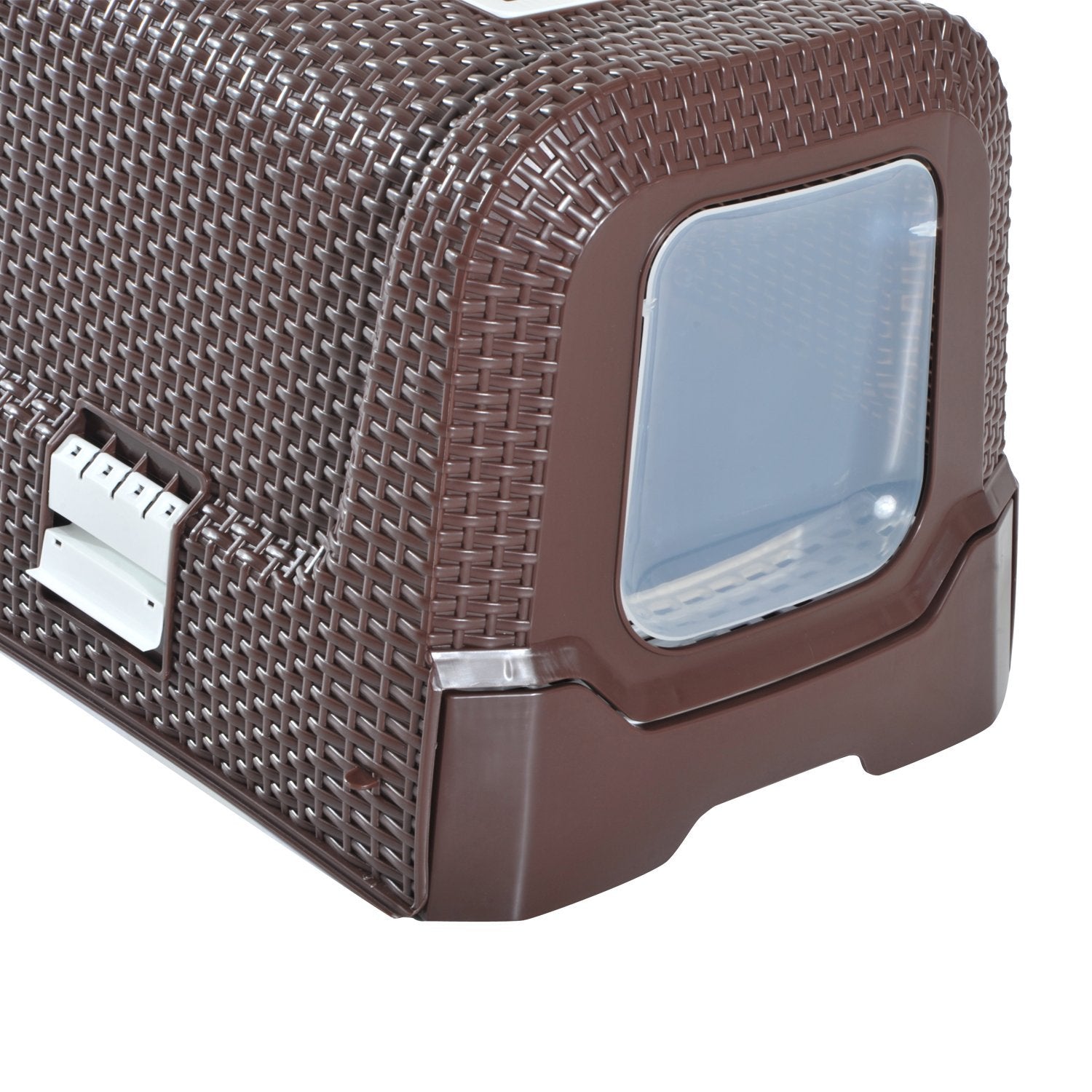 PawHut D31-002 Deluxe Cat Litter Pan, Coffee