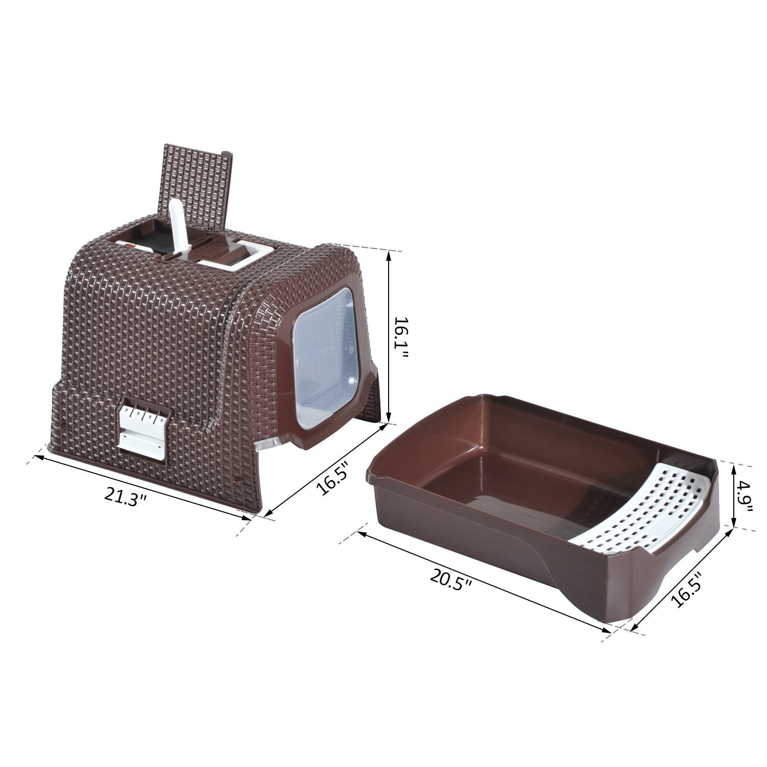 PawHut D31-002 Deluxe Cat Litter Pan, Coffee