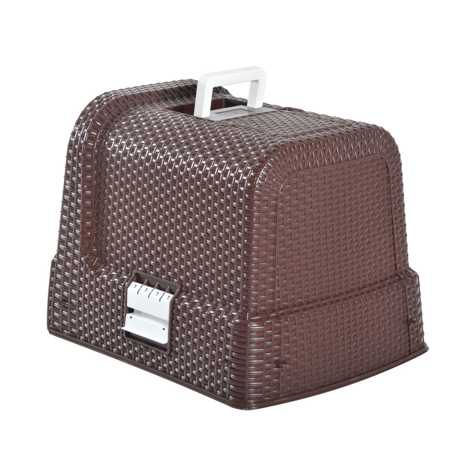 PawHut Cat Litter Tray Kitten Enclosed Box with Hood Scoop Storage Handle Litter Bag Mat, Coffee, 54 x 42 x 41 cm