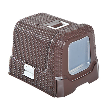 PawHut D31-002 Deluxe Cat Litter Pan, Coffee