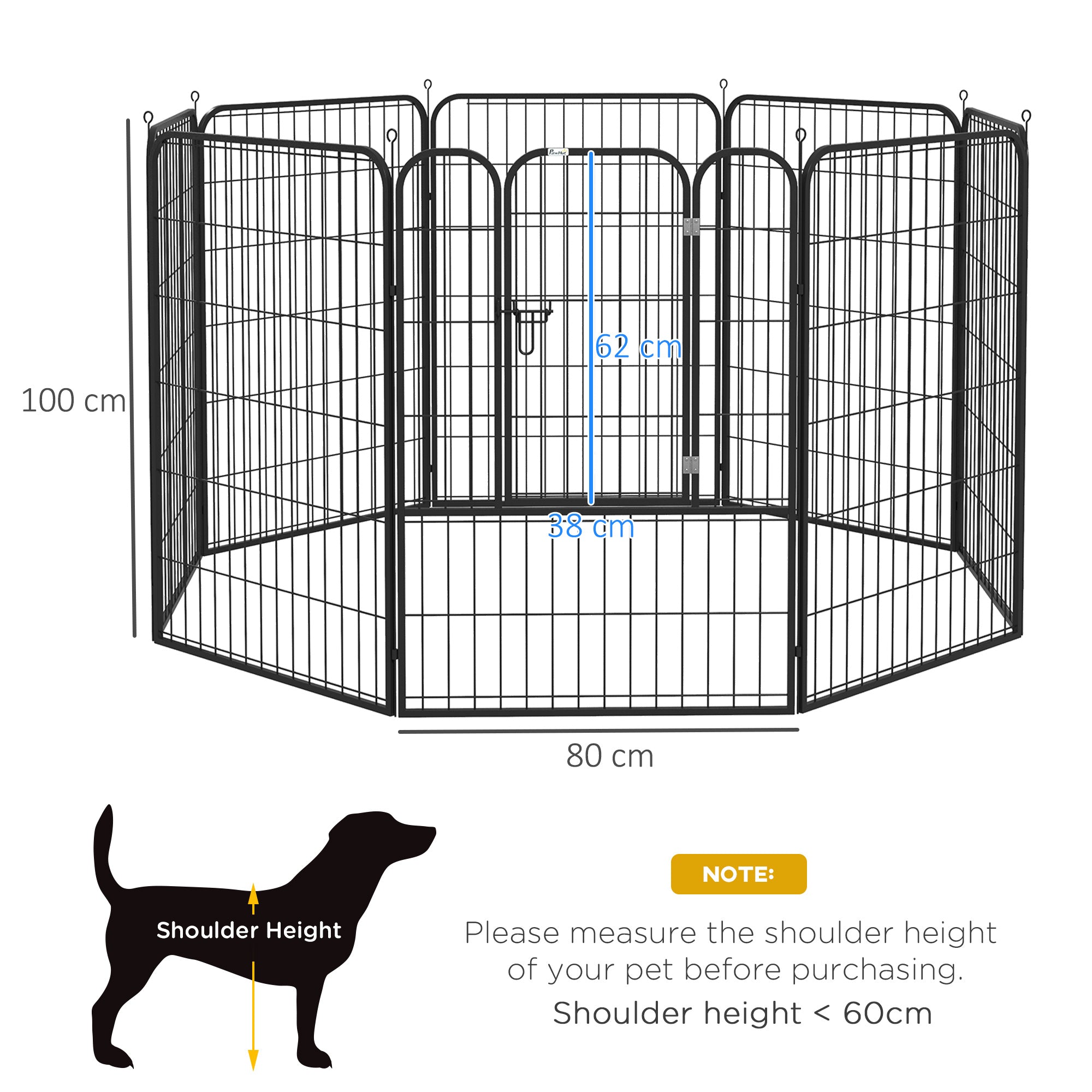 PawHut Dog Pen 8 Panels Puppy Pen Heavy Duty Pet Playpen for Indoor Outdoor for Dogs, Rabbits, Ducks 100cm High