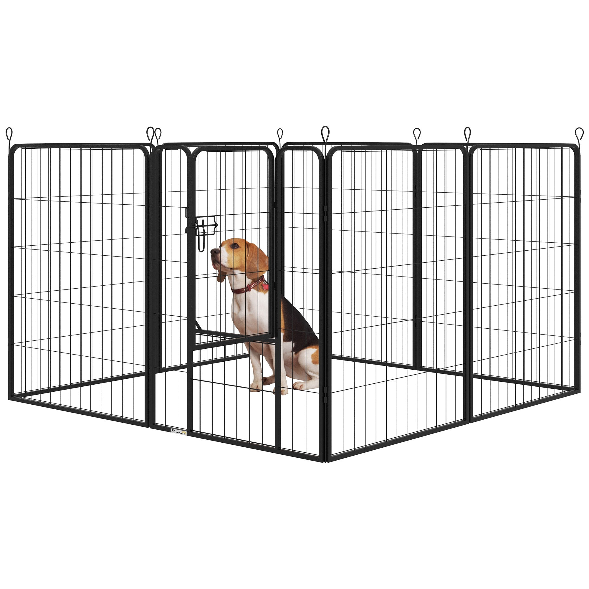 PawHut Dog Playpen, Heavy-duty Metal Puppy Play Pen, Pet Exercise Fences for Outside and Indoor, DIY Design with Door for Multiple Dogs, 8 Panels, 39"H