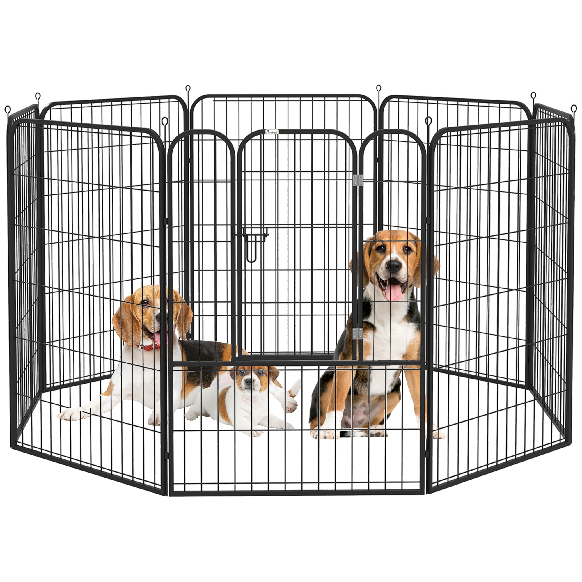PawHut Dog Playpen, Heavy-duty Metal Puppy Play Pen, Pet Exercise Fences for Outside and Indoor, DIY Design with Door for Multiple Dogs, 8 Panels, 39"H