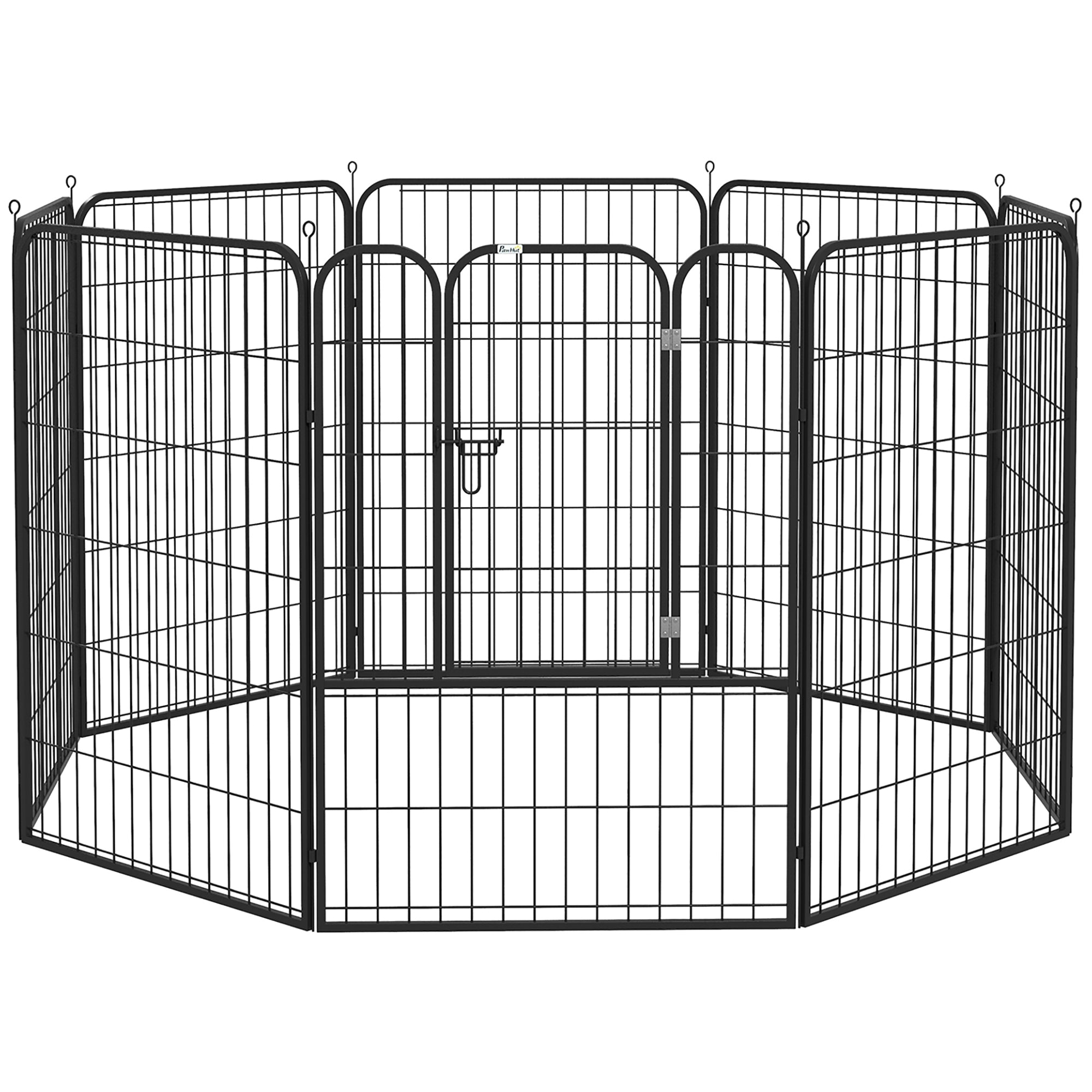 PawHut Dog Playpen, Heavy-duty Metal Puppy Play Pen, Pet Exercise Fences for Outside and Indoor, DIY Design with Door for Multiple Dogs, 8 Panels, 39"H