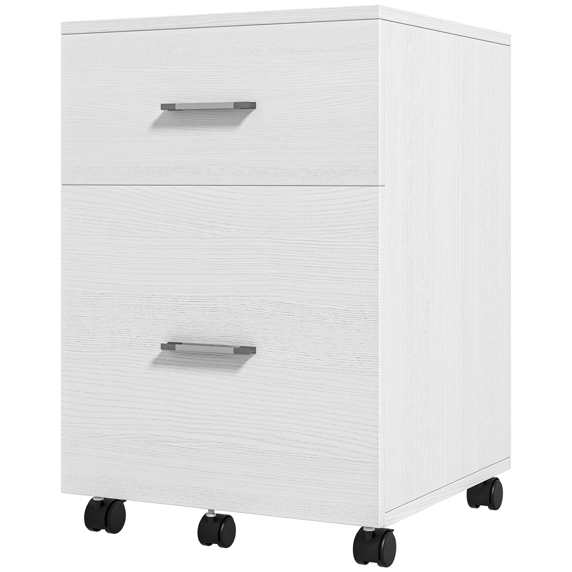 Vinsetto Vertical Filing Cabinet with Wheels, 2-Drawer Mobile File Cabinet, Office Storage Cabinet for Letter or A4 File, Study Home Office, White