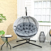 Outsunny Hanging Egg Chair Outdoor Indoor Swing Chair with Stand and Folding Basket, Egg Hammock Chair with Thickened Cushion, Cup Holder for Patio, Garden, Balcony, Grey