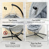 Outsunny Hanging Egg Chair Outdoor Indoor Swing Chair with Stand and Folding Basket, Egg Hammock Chair with Thickened Cushion, Cup Holder for Patio, Garden, Balcony, Grey